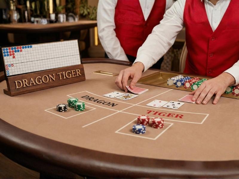 การเริ่มต้นใช้งานเกมไพ่เสือมังกร บนเว็บ ภาพรวมหน้าโต๊ะและการอ่านสถานะเกม