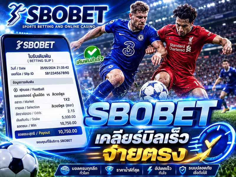 เว็บแทงฟุตบอลเคลียร์บิลเร็ว SBOBET ระบบเซิฟนอก มาตรฐานเที่ยงตรง